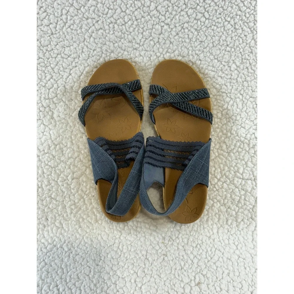 Skechers Cali Rumble On Night Sky Navy Wedge‎ Sandals 119200 Womens Size 9